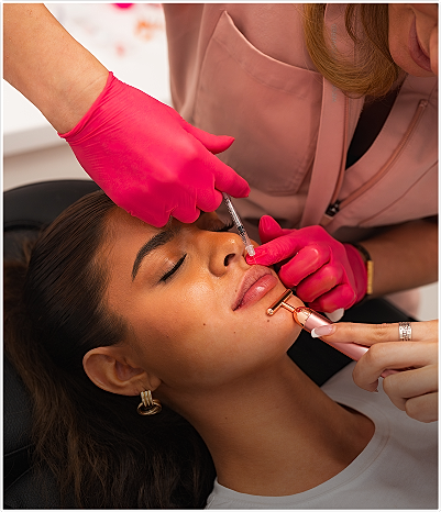 Cosmetic treatment procedure with professional application.