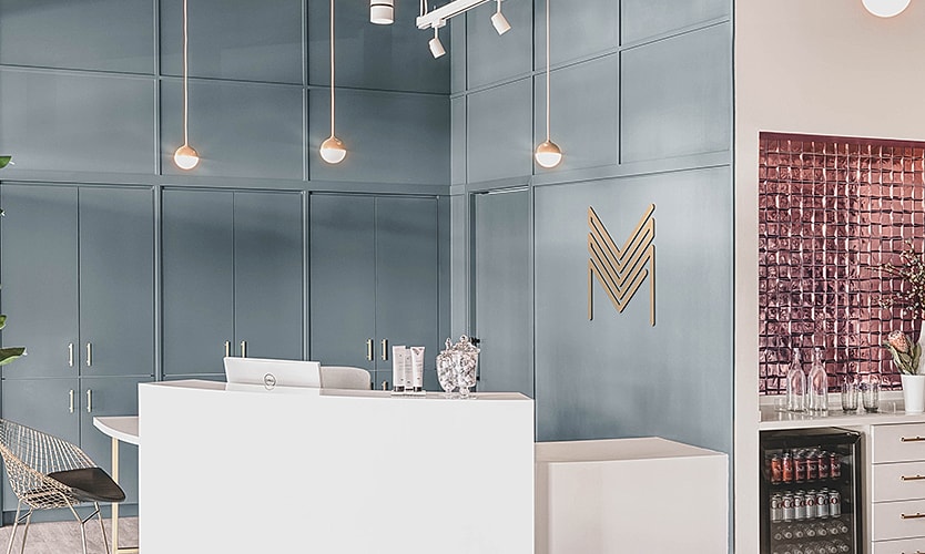 Modern reception area with stylish decor.