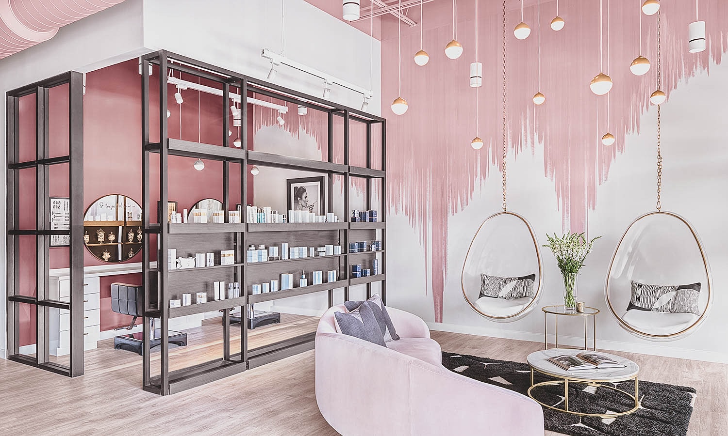 Stylish beauty salon interior with modern design.