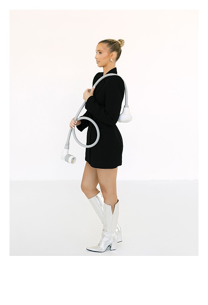 Makeup application in a modern beauty studio.